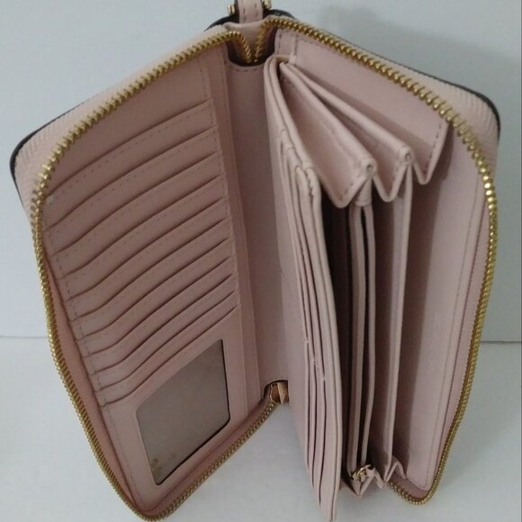 Michal Kors Jet Set Travel Large Logo Brown Continental Wristlet - Picture 5 of 13